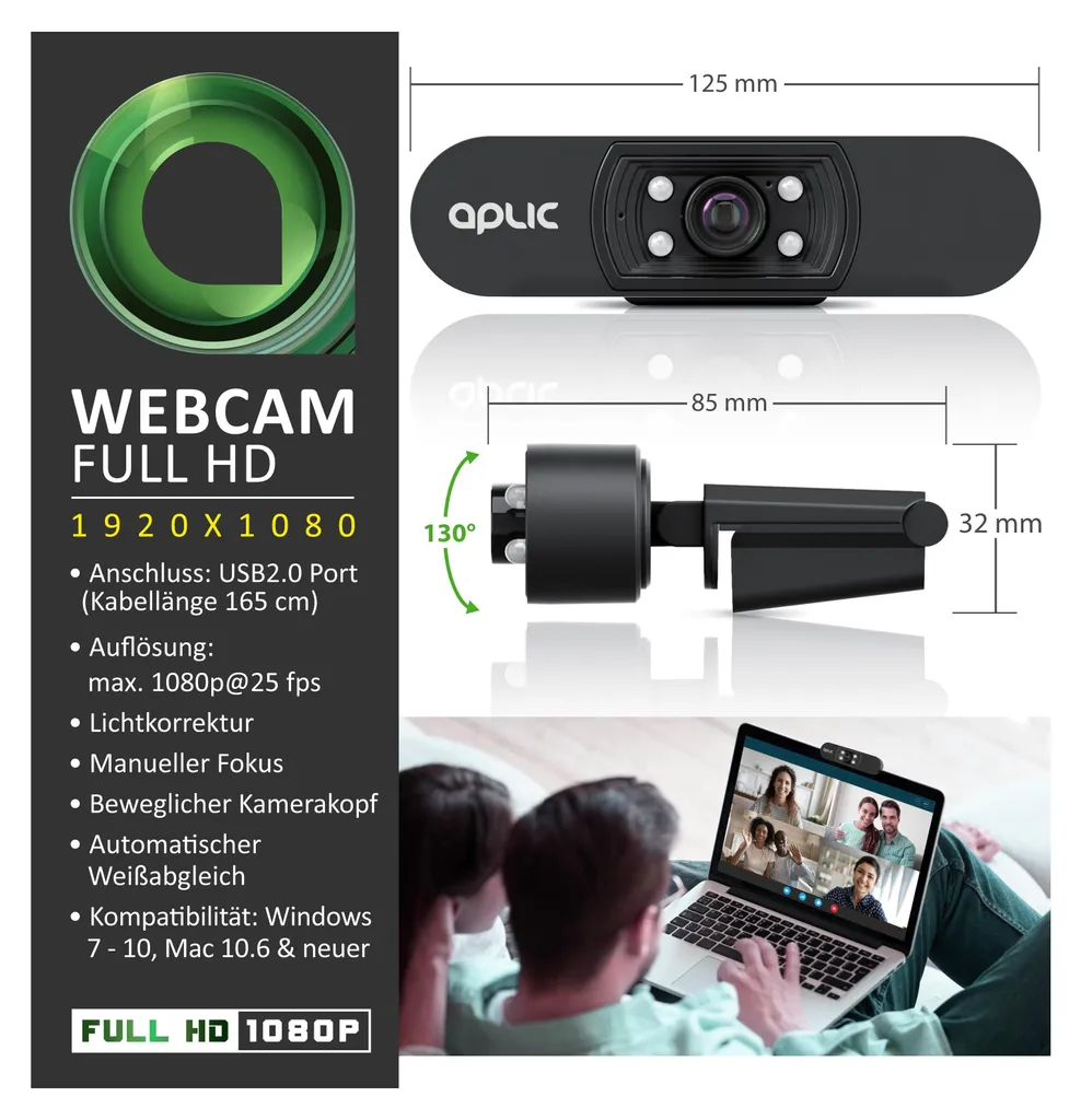 Caméra de visioconférence Aplic Full HD avec éclairage de scène LED - 2