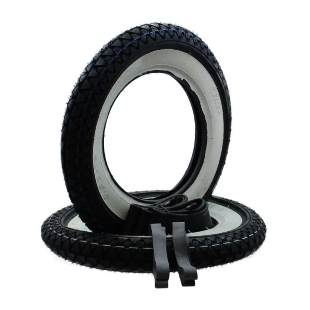 Pneus Kenda K333 3.50-10 à flancs blancs avec chambres pour Vespa PX
