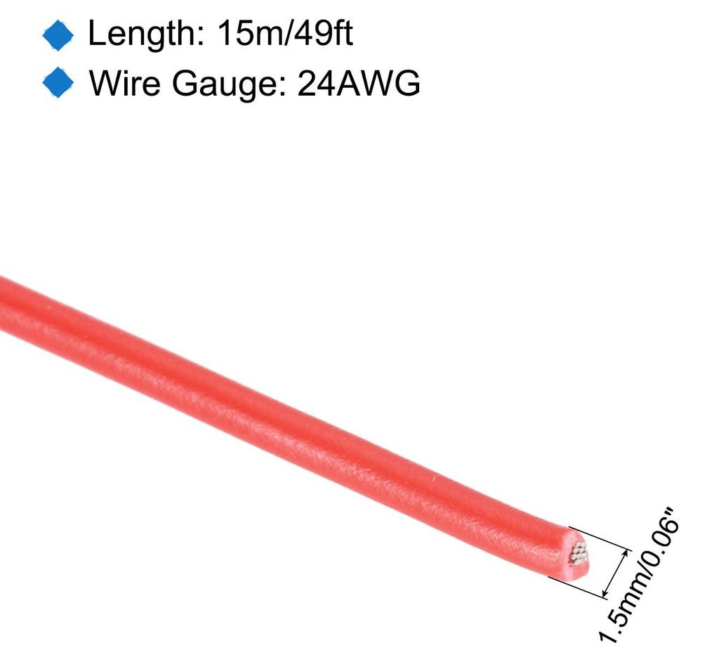 24AWG Silikon Elektrischer Draht Kabel, UL1007 300V 15m Litzenkabel aus Verzinntem Kupferdraht, Flexible PVC Anschlie?en mit Spule fš¹r DIY Model...
