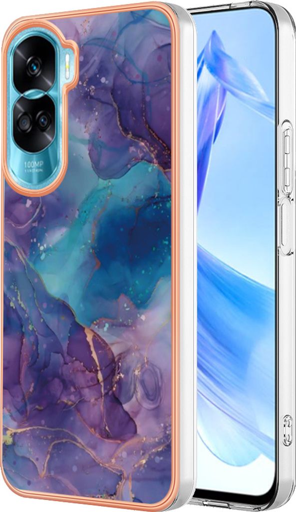 Hülle für Honor 90 Lite 5G Muster TPU Silikon Stoßdämpfer Bumper Schutzhülle Dunkelblau