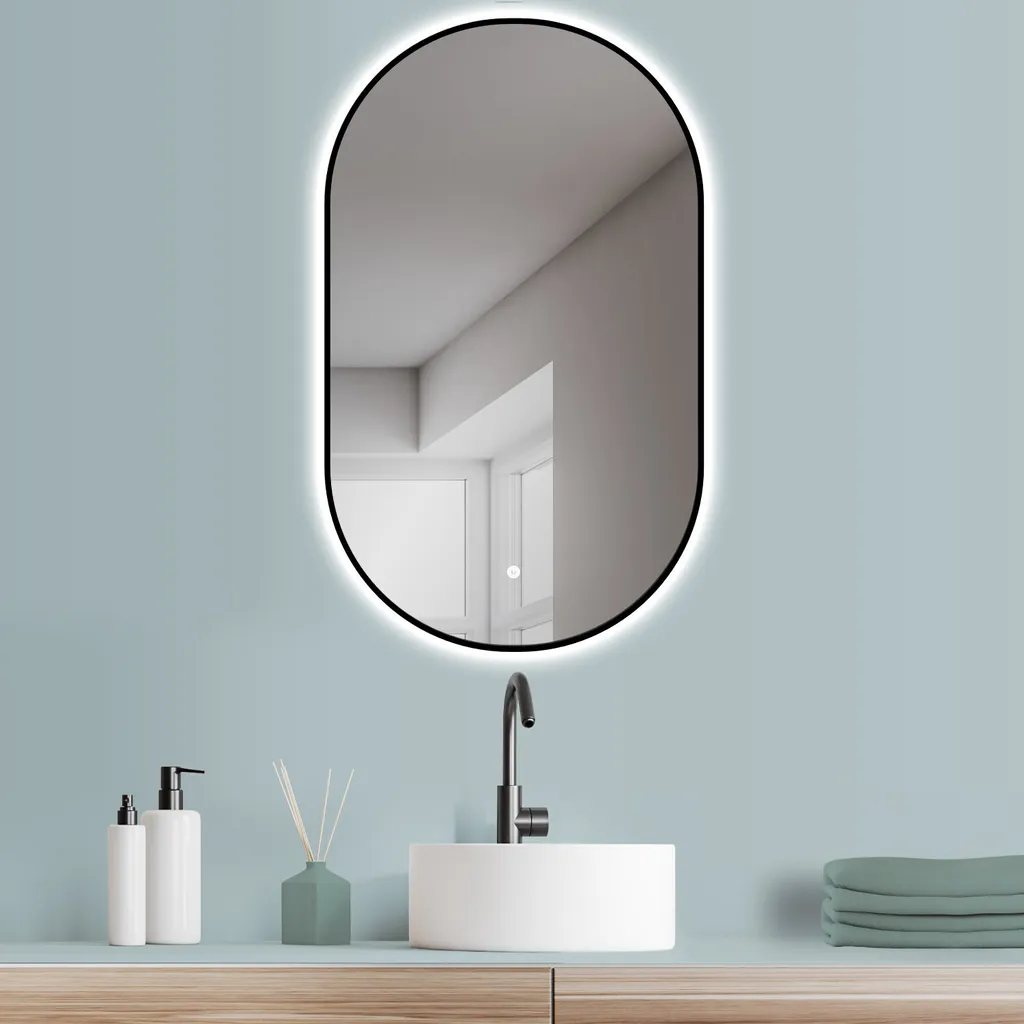 Miroir mural LED Ovale Turin 45x75cm - Luminaire de salle de bain chic