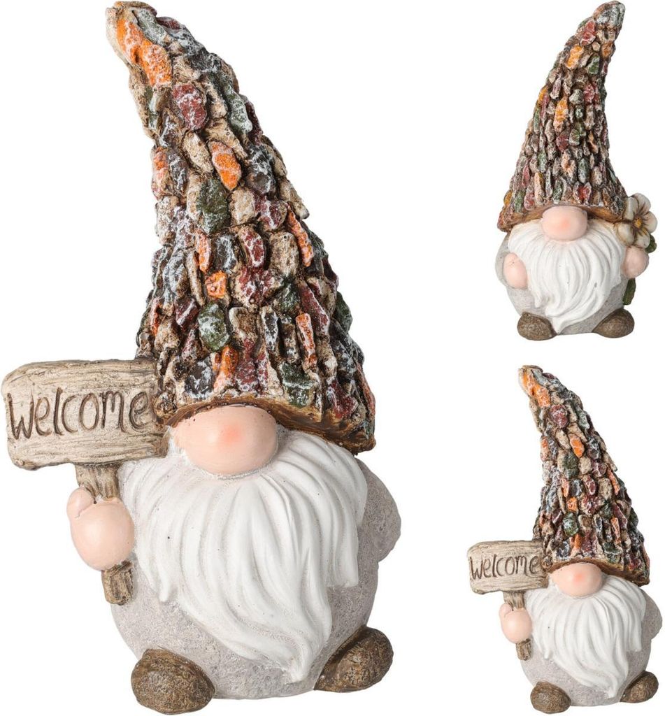 Decorazione gnomo da giardino 24 cm con cartello di Immagine del prodotto 