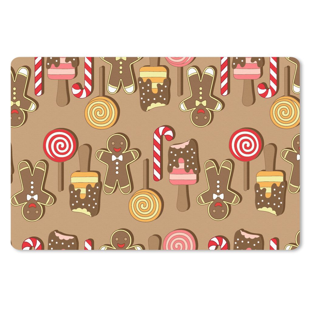 MuchoWow Schreibtischunterlage Weihnachten - Plätzchen - Süßigkeiten - Muster 60x40 cm - XXL Mauspad - Großes Mauspad