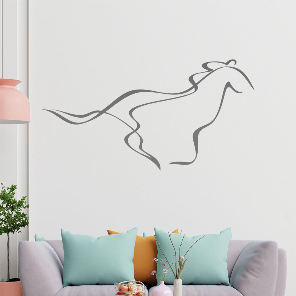 Pferd Linien Wandtattoo in 6 Größen - Wandaufkleber Wall Sticker - Dekoration, Küche, Wohnzimmer, Schlafzimmer, Badezimmer