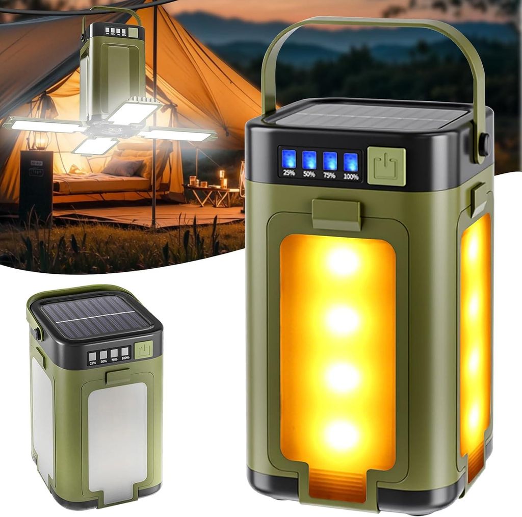 Solar Campinglampe LED tragbar, klappbare Outdoor Laterne, Produktbild 