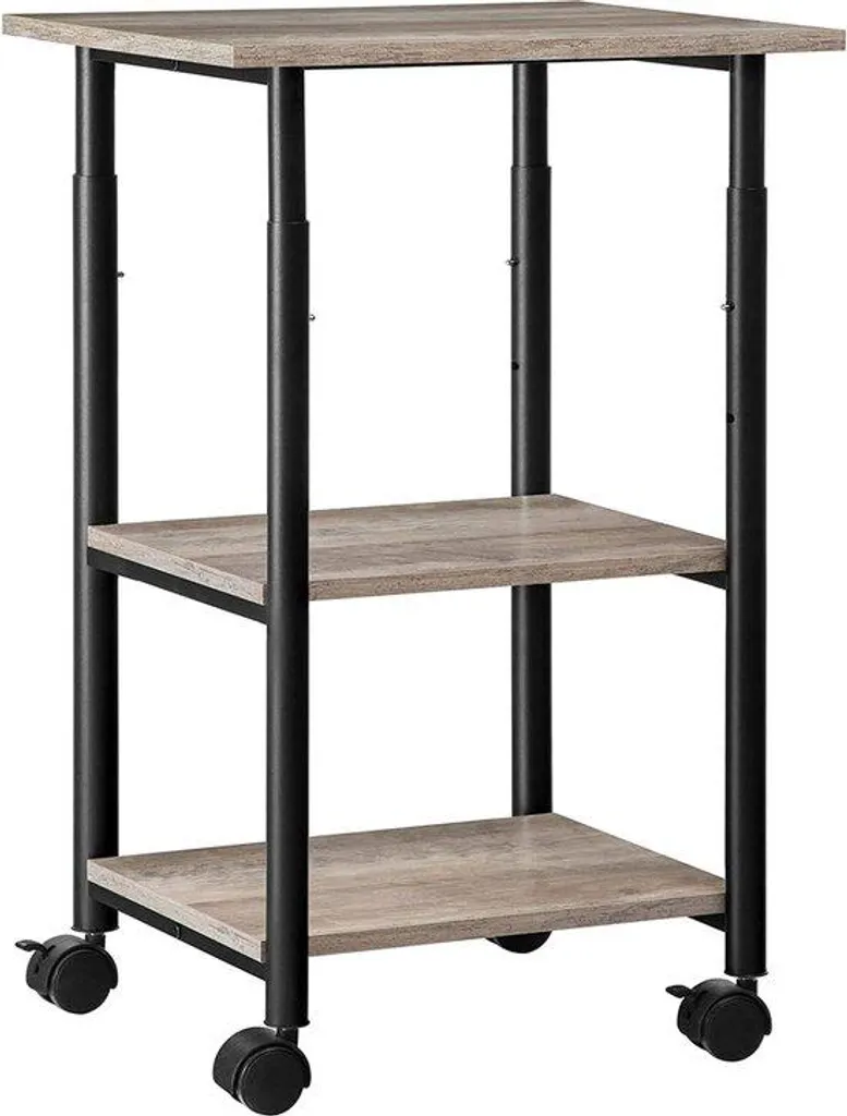 Support imprimante 3 niveaux noir réglable et mobile pour votre bureau