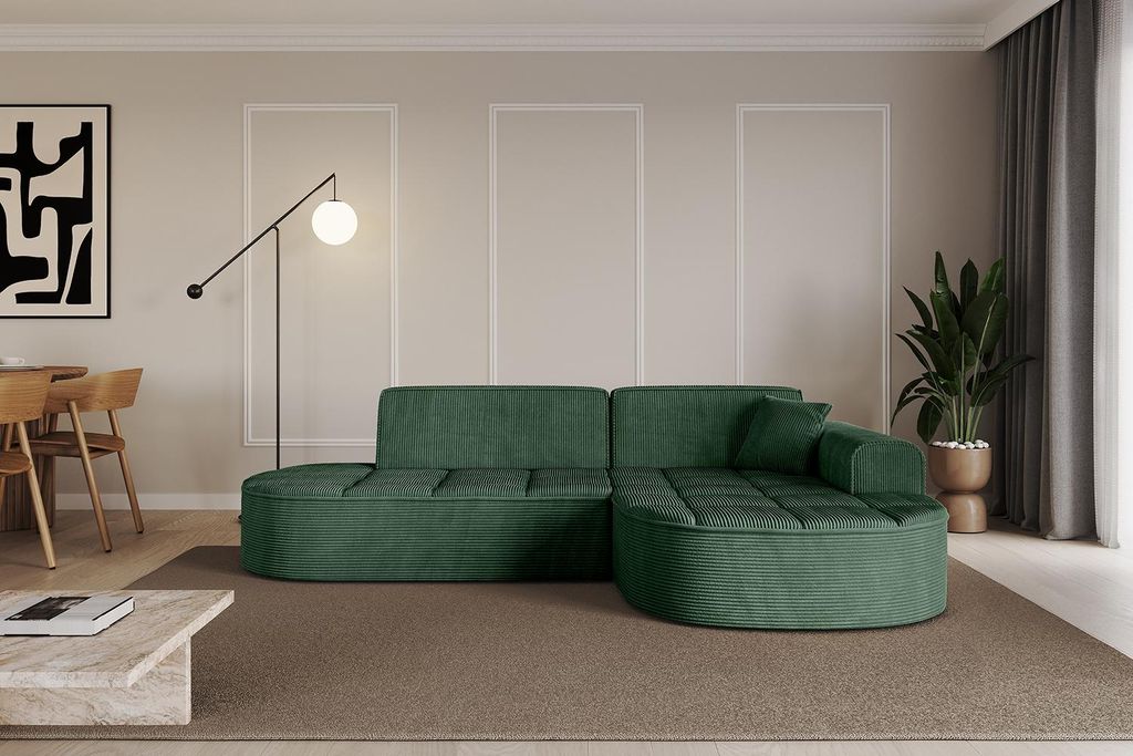 ALTDECOR Ecksofa in L- Form TARO-L1 - 243x171x79,5 cm Grün - Corner Sofa Bett Eckcouch Couch Wohnlandschaft Cauchsofa