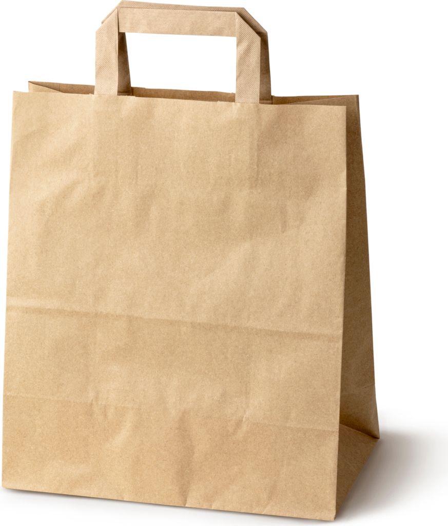 Papiertüte aus Kraftpapier – Tragetasche braun, 26 × 14 × 32 cm