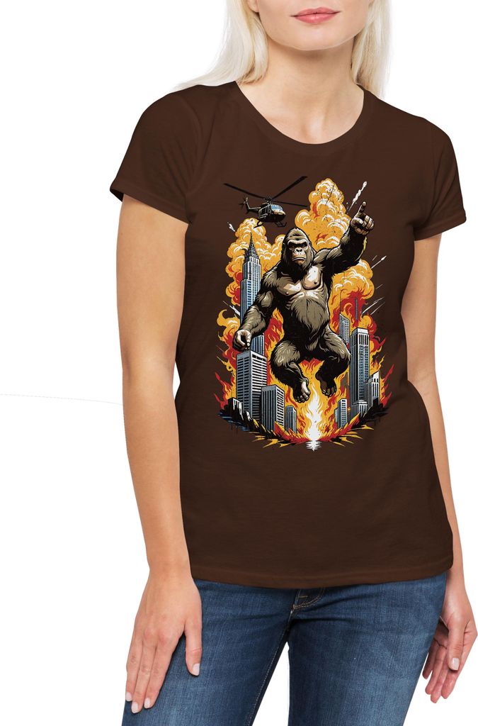 Urban Backwoods Skyscraper Kong, Damen T-Shirt, Farbe: Braun, Größe: L