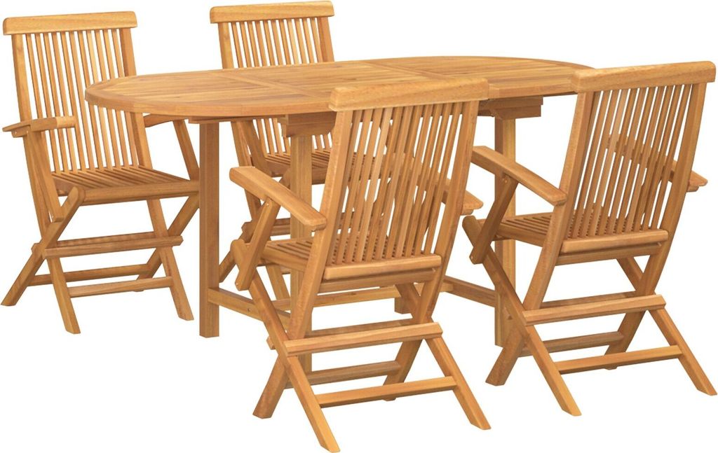 Möbel 5-teilige Gartensitzgruppe aus massivem Teakholz - Gartentische 3157130