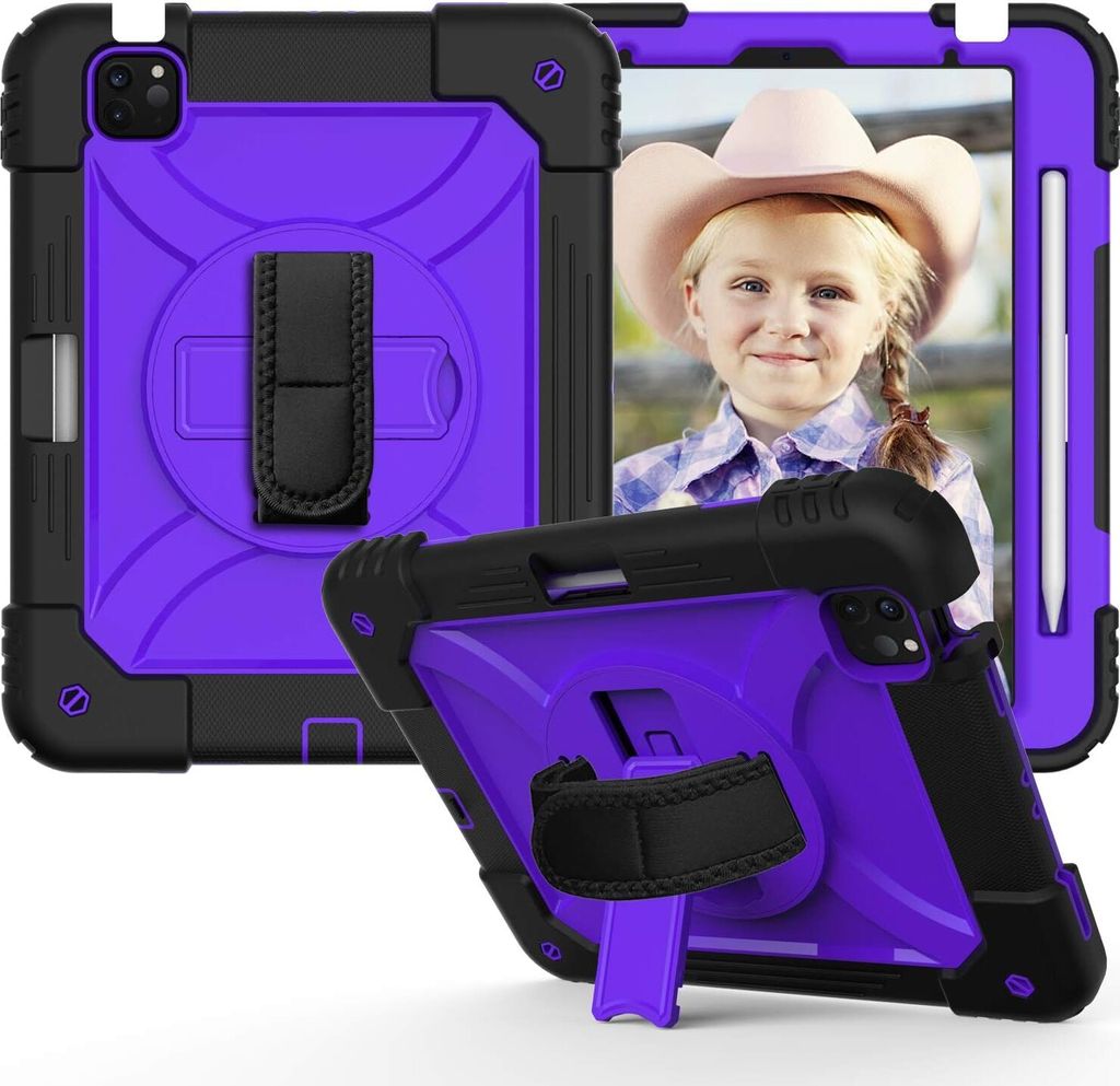 Tasche für iPad Air 5/Air 4/Pro 11" mit Ständer und Schultergurt Lila