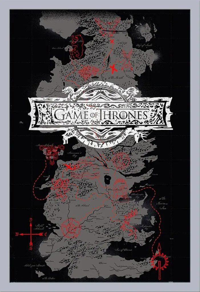 Dettagli Mappa Game of Thrones: Cornice Shinsuke Argento MDF e Acrilico