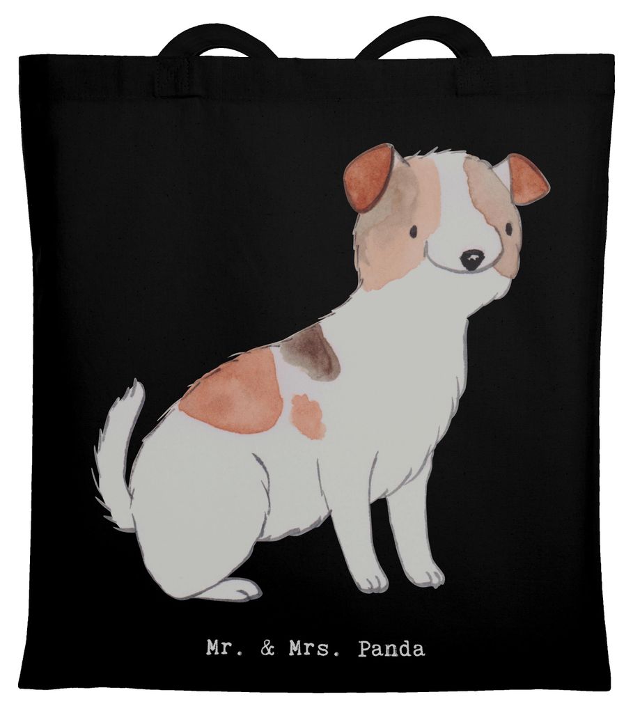 Mr. & Mrs. Panda Tote Bag Jack Russell Terrier Moment - Schwarz - Geschenk, dokumententasche, Jutebeutel, Shopping Tasche, Schultasche