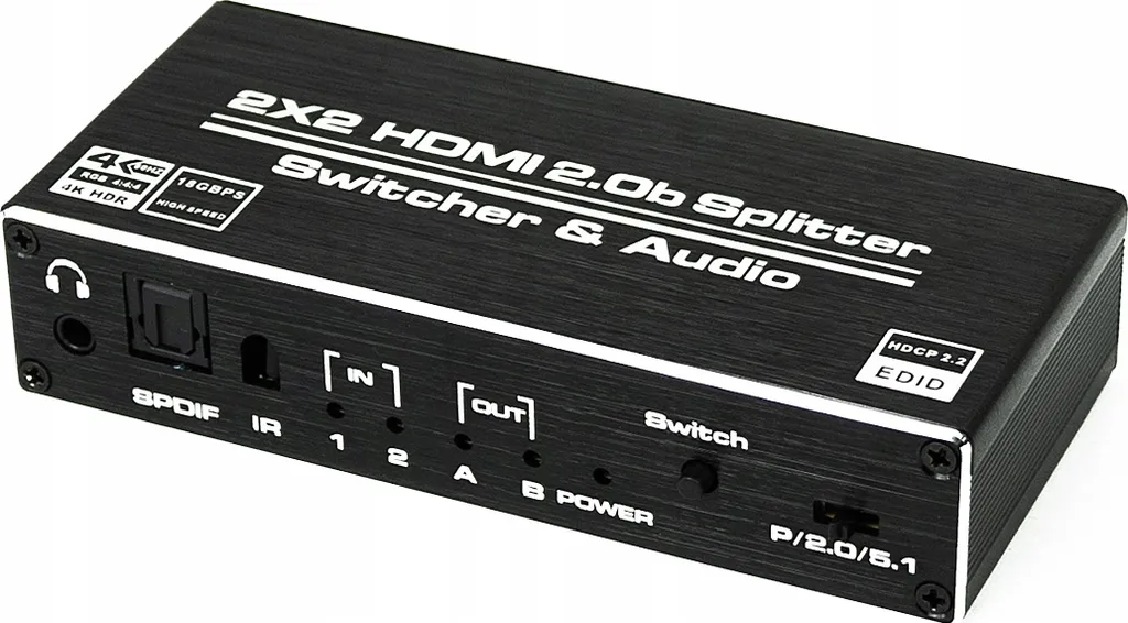 Matrice HDMI 2x2 Splitter Commutateur 4K 60Hz pour Home Cinéma Pro