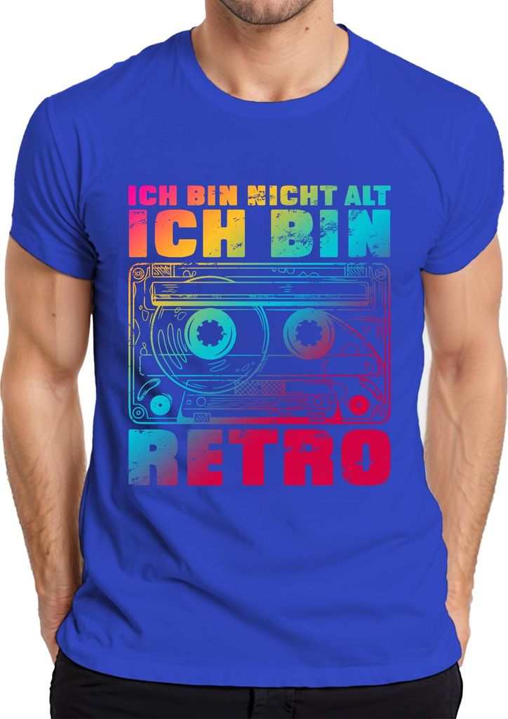 Ich bin nicht alt ich bin retro Kassette 80er Vintage Geschenk Herren T-Shirt, Blau, L