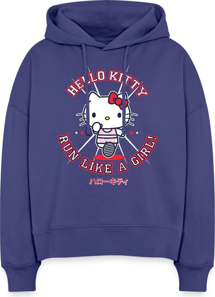 Spreadshirt Hello Kitty Run Like A Girl Sport Frauen Boxy Organic Hoodie, S, Dämmerung