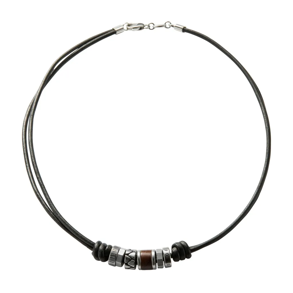 Collana Fossil Uomo Pelle Nera JF84068040 | Accessorio Urban Chic - 2
