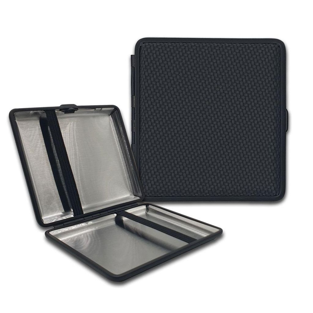 Zigarettenetui Premium Flat | Farbe: Schwarz | Black Edge Design | 20 Zigaretten | Zigarettenbox