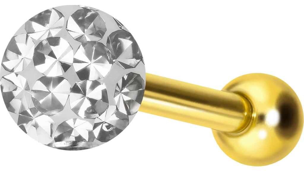Ohrpiercing Titan Ohrpiercing mit Innengewinde EPOXY-KUGEL Gold Stablänge: 8mm | Kugelgröße: 4mm