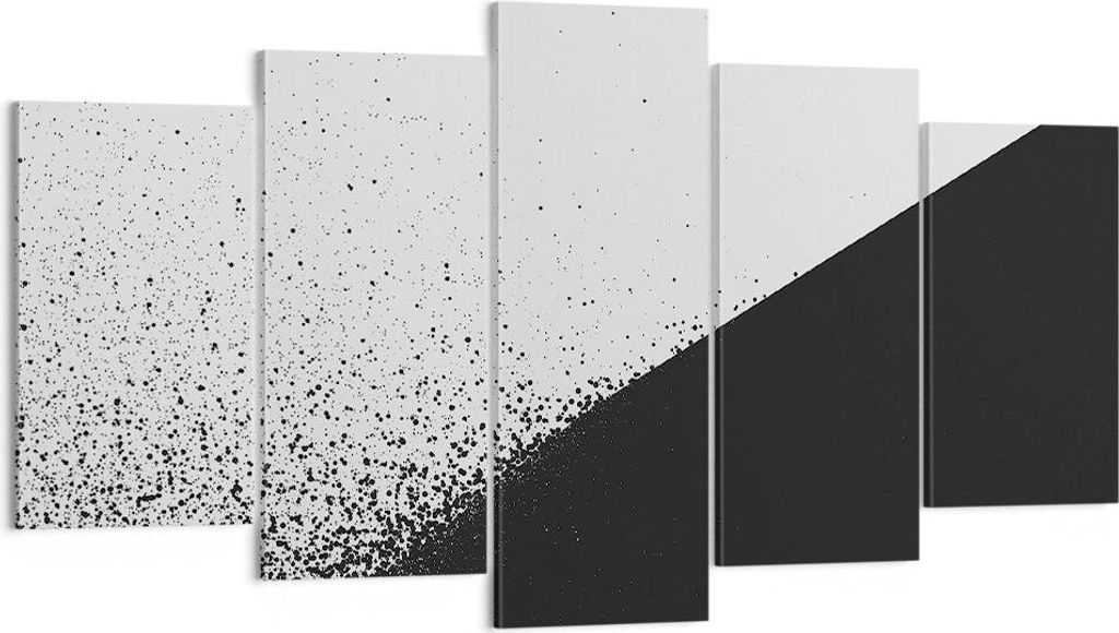 Bild auf Leinwand - Leinwandbild - 5 Teile - Schwarzweiß Hintergrund Geometrie - 160x85cm - Wand Bild - Wanddeko - Wandbilder - Leinwanddruck - Bi...