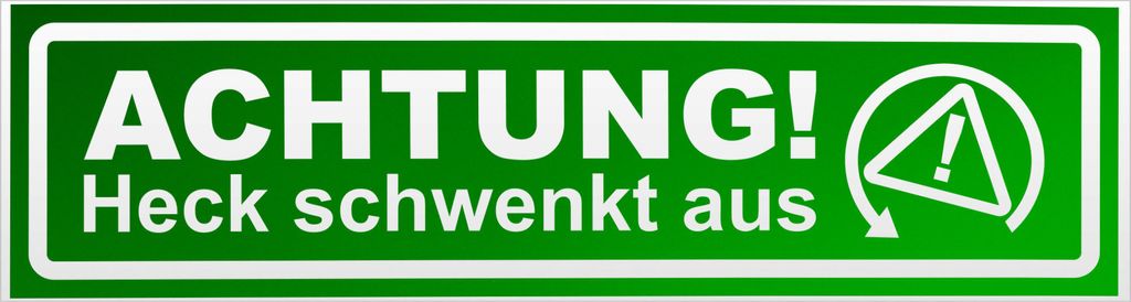 Kiwistar Achtung Heck schwenkt aus invertiert Magnetschild Schild magnetisch - 60cm Grün - reflektierend - Magnetfolie für Auto PKW Kfz