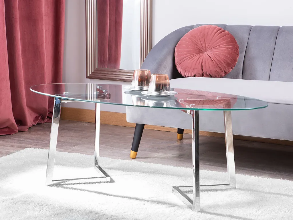 Table basse verre et métal argenté 120 cm : Solidité et design épuré - 2