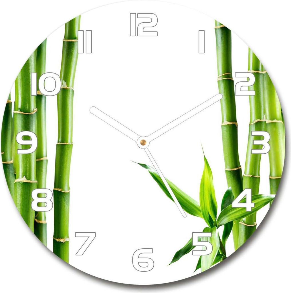 Wanduhr aus Glas 30fi Glasbild Glasuhr Gehärtetes Glas - weisse-zeiger - Bamboo