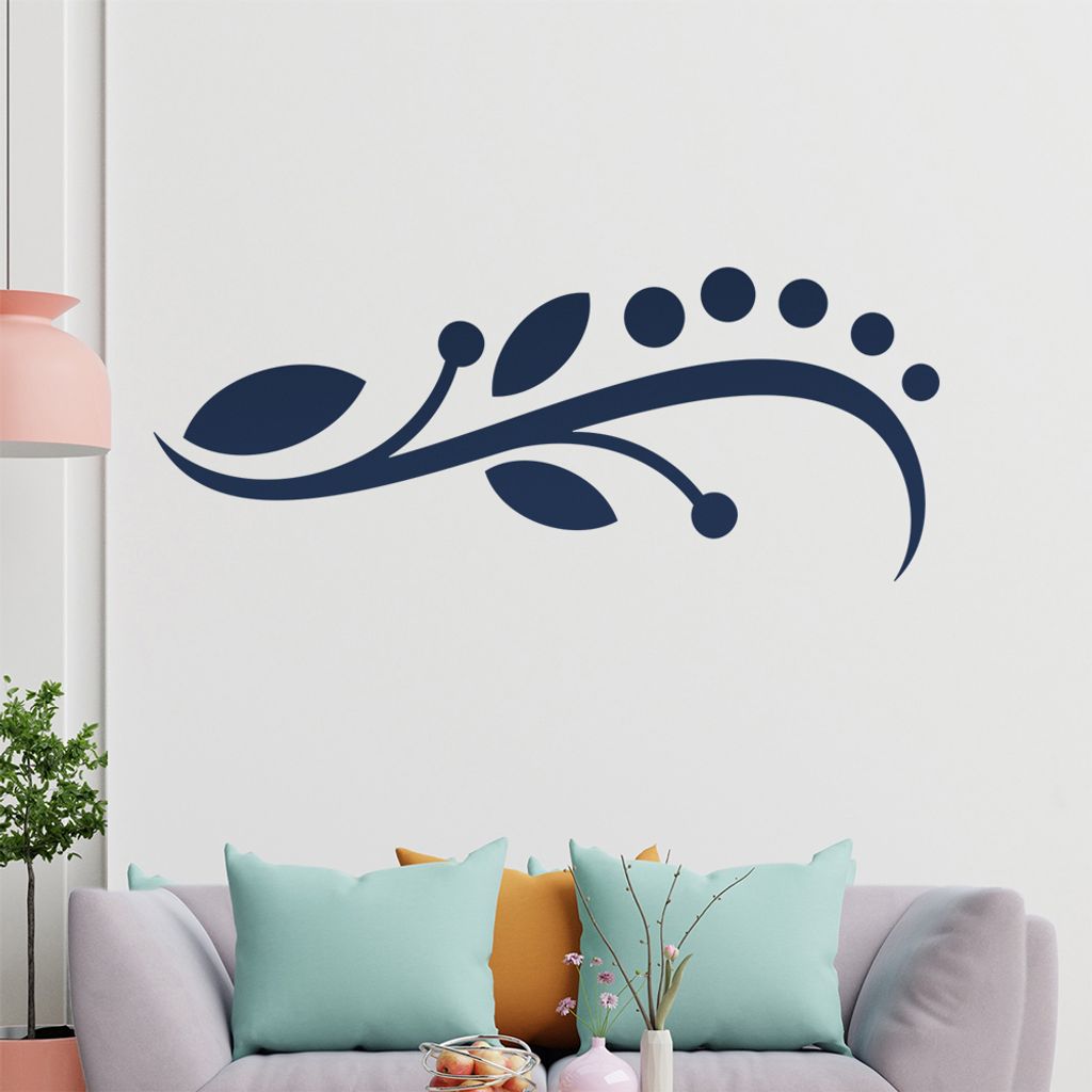 Blüte - Linien Punkte Wandtattoo in 6 Größen - Wandaufkleber Wall Sticker - Dekoration, Küche, Wohnzimmer, Schlafzimmer, Badezimmer