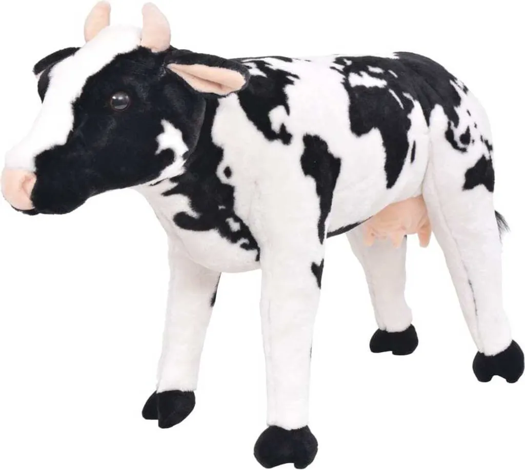 Peluche Vache debout noire et blanche XXL doudou géant pour enfant