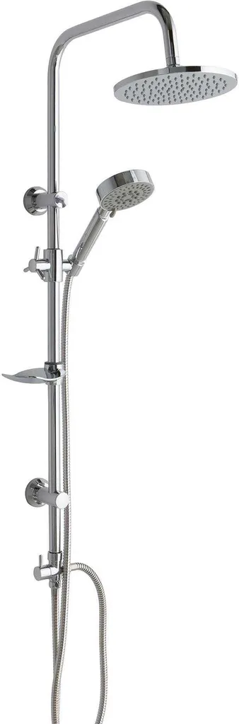 Colonna doccia con soffione rotondo e saliscendi per doccetta in abs