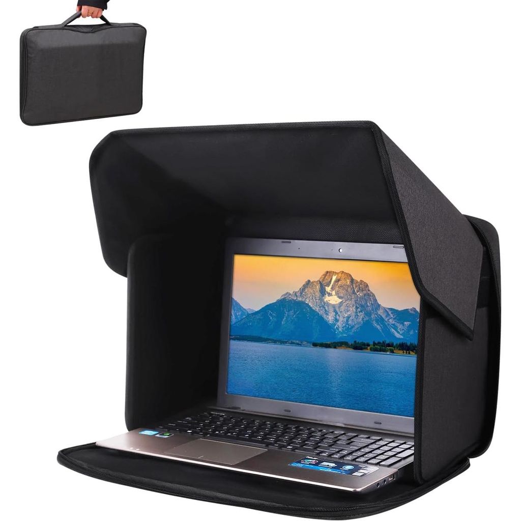 Laptop-Sonnenschutz, Blendschutz und Sichtschutz für Arbeiten im Freien, faltbare, tragbare Schutzhülle für 12-14 Zoll Laptops, externer Blendsc...