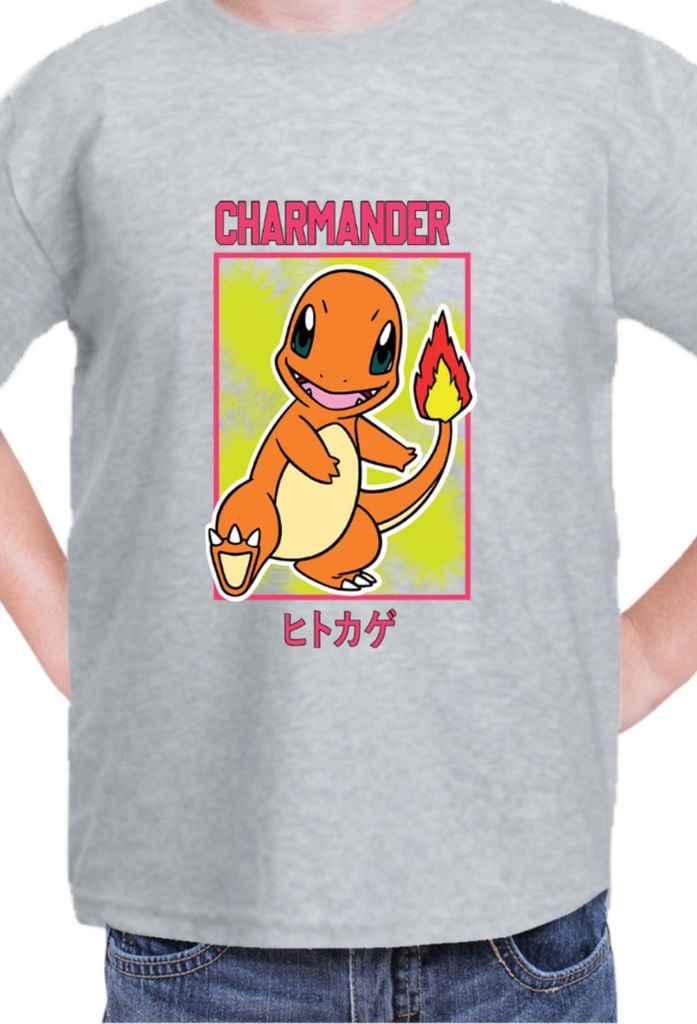 Kinder T-Shirt Japan Manga Anime Comics Pokemon 022, / Grau