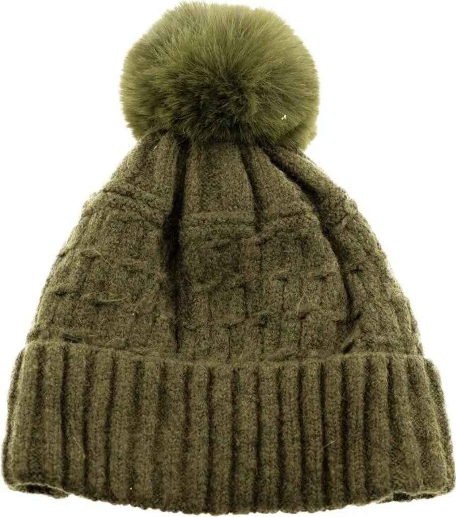 Beanie Invernale con Pon Pon - Design Minimal Fodera Verde Scuro