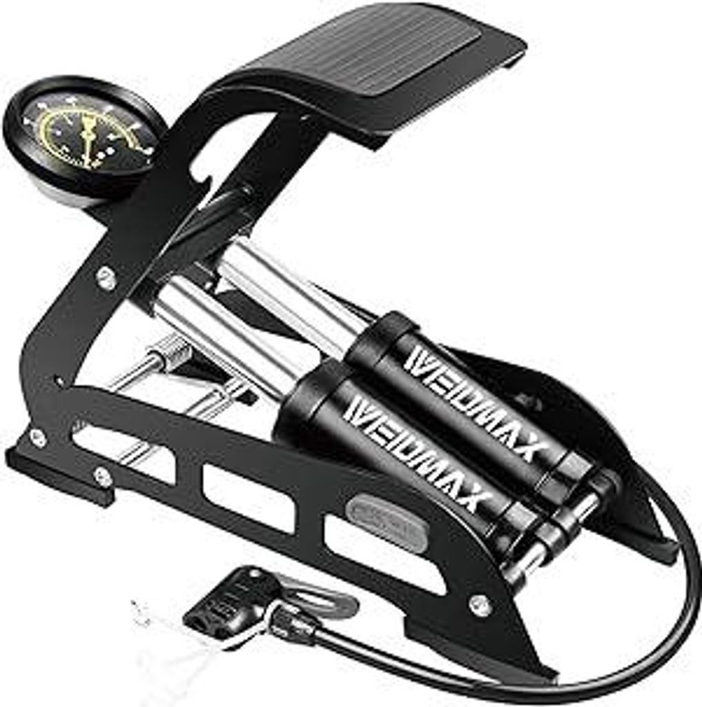 Doppelzylinder-Fußpumpe, WEIDMAX Doppelzylinder-Fahrradpumpe, Fahrrad-Standpumpe, tragbare Fahrradpumpe, Fahrrad-Reifenpumpe, Fahrrad-Bodenpumpe, ...