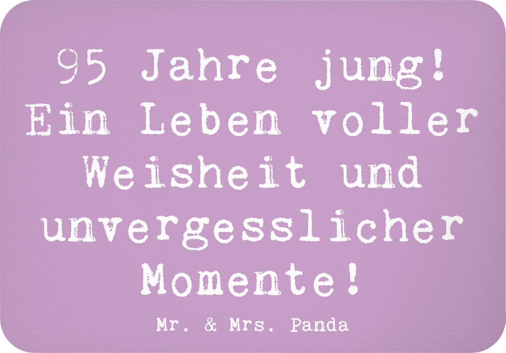 Mr. & Mrs. Panda magnet Spruch 95. Geburtstag Weisheit - Lavendeltraum - Geschenk, haftmagnet, Geburtstagsfeier, zettelhalter, rechteckmagnet, Erin...