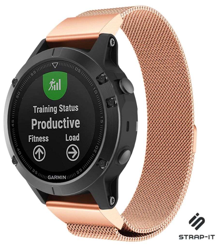 Strap-it Milanese Armband - Kompatibel mit Garmin Fenix 5 Armband Hochwertiges Material -Edelstahl Magnetische verschluss für Garmin Fenix 6 Armba...
