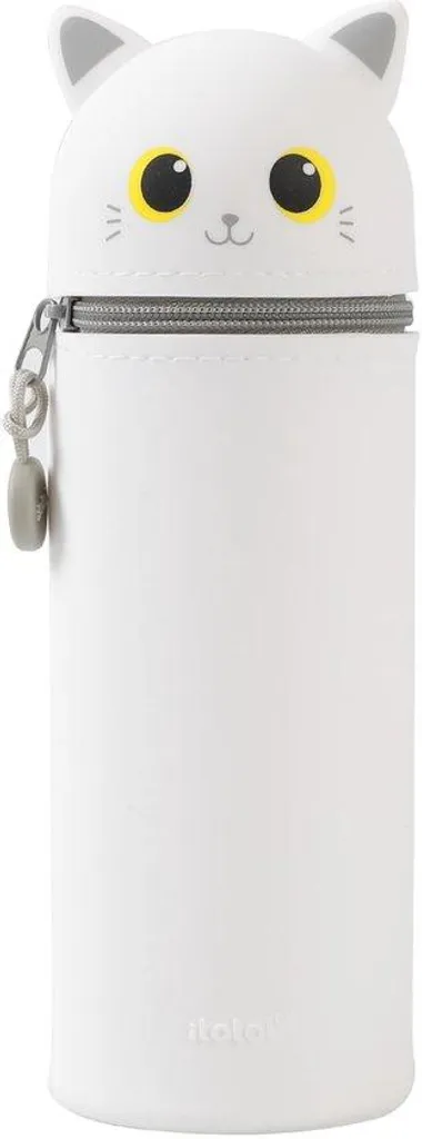 Étui souple en silicone blanc chat réglable pour écolier - Modèle Kawa