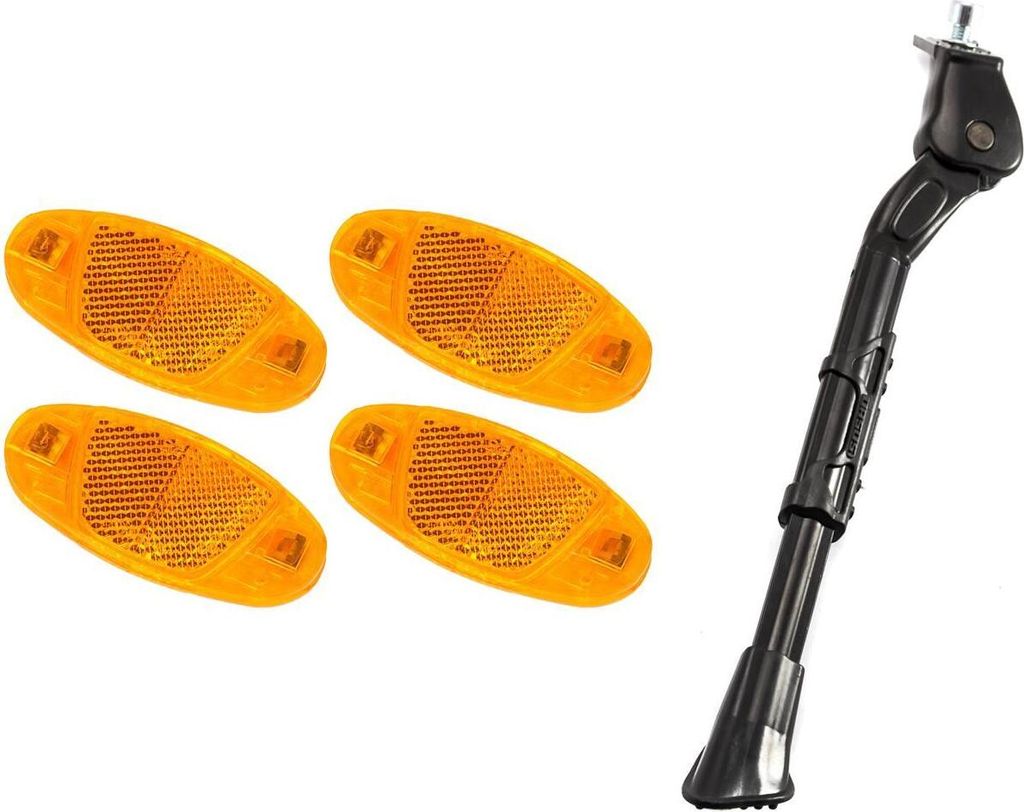 FISCHER Bundle Seiten-Ständer Schwarz 24-28 Zoll mit Speichenreflektoren Set