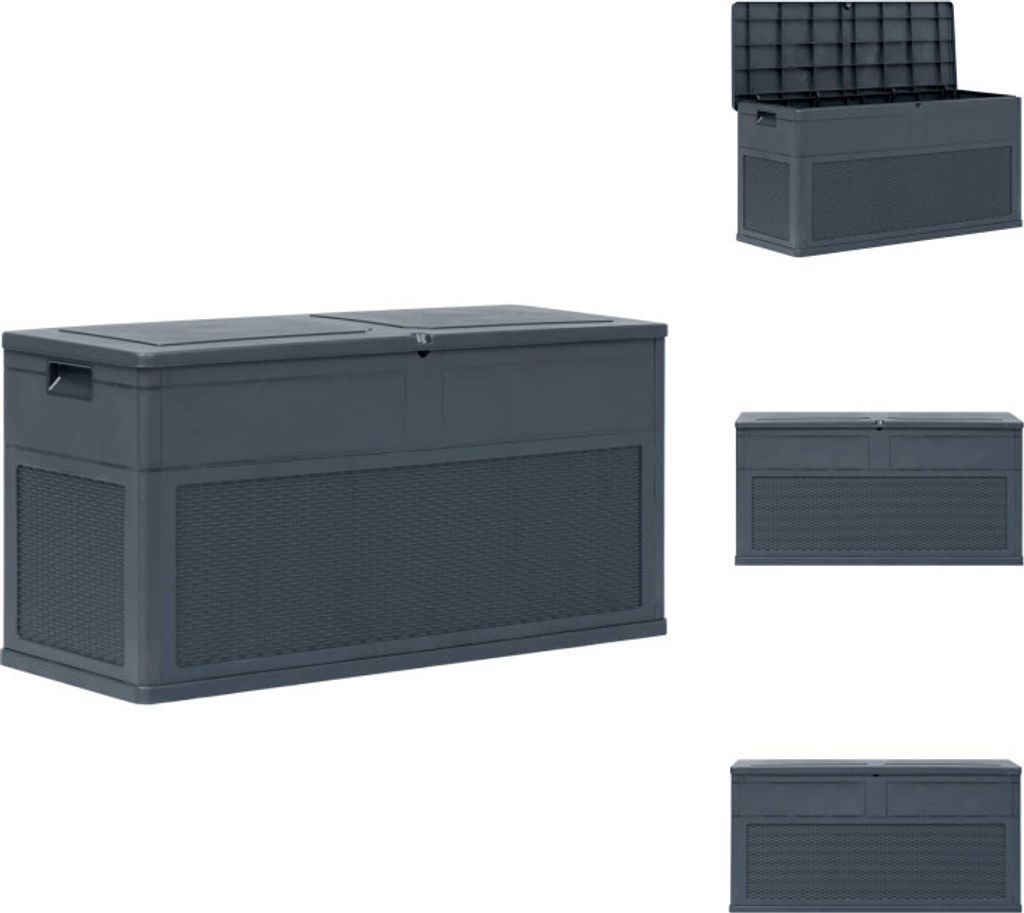 vidaXL Garten-Aufbewahrungsbox 320 L Anthrazit - Gartenboxen