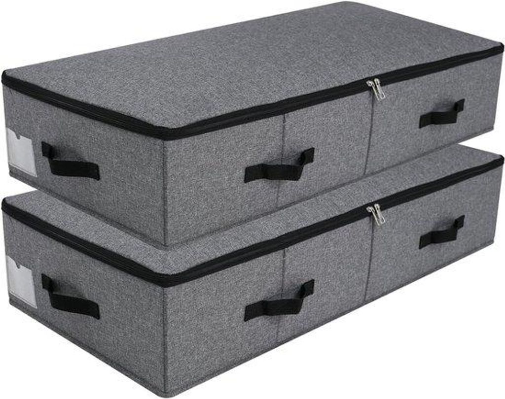 Klappbare Unterbettbox, 90x42x18cm, schwarz-grau, 2-teilig, Plastik