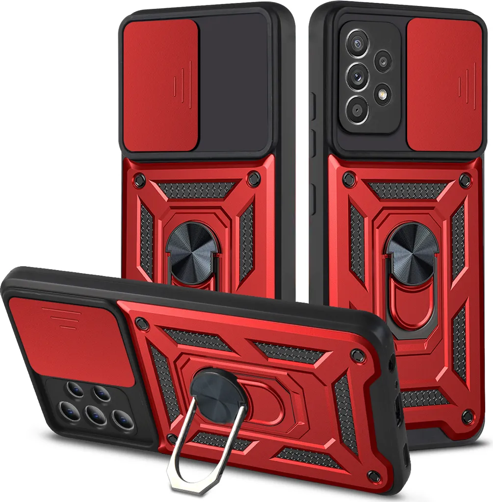 Cover Rossa Samsung Galaxy A52 - Protezione Fotocamera e Supporto Auto