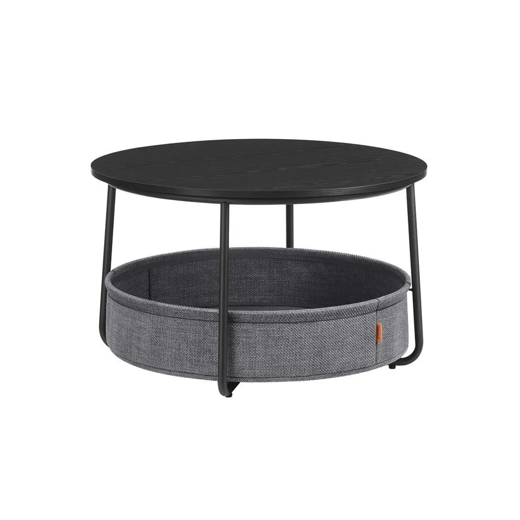 Tavolino con cestino COLETTE, 75x45cm, nero/grigio