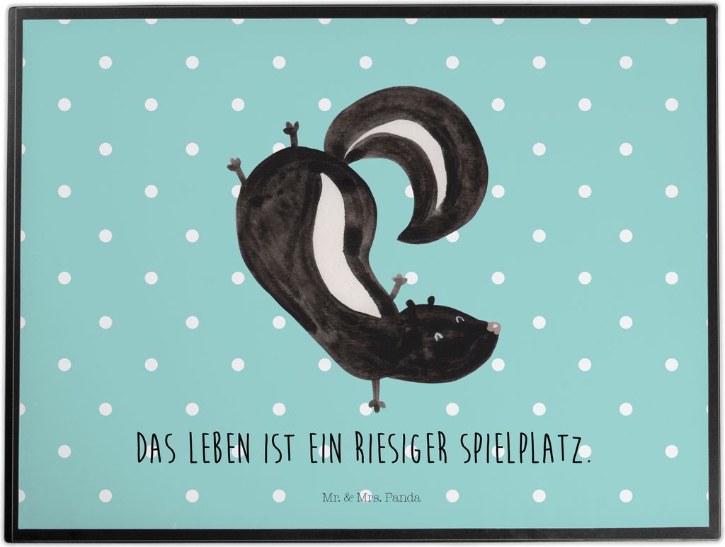 Mr. & Mrs. Panda schreibtischunterlage Stinktier Handstand - Türkis Pastell - Geschenk, Skunk, Spielplatz, schreibtischauflagen, bastelunterlagen,...