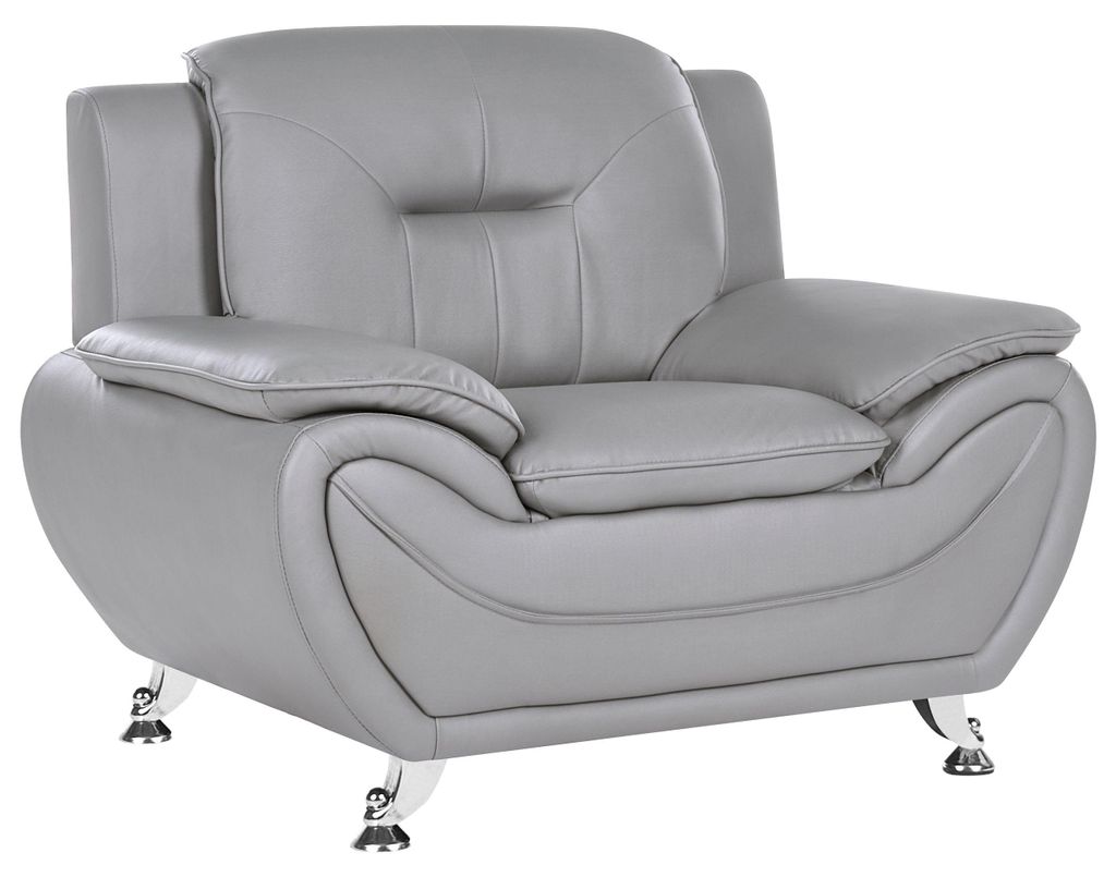 BELIANI Sessel Grau Kunstleder Lederoptik Gepolstert Gesteppt mit Silbernen Metallbeinen Breite Armlehnen Freistehend Modernes s Design