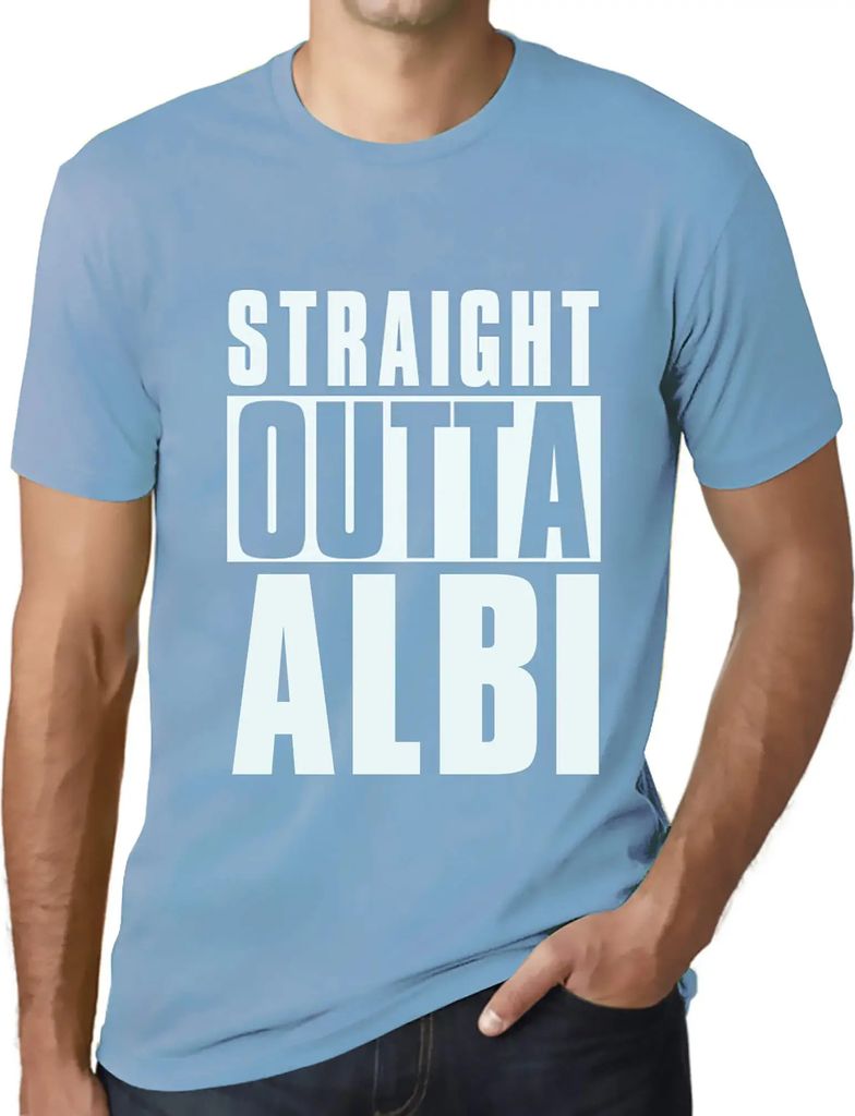 Herren Grafik T-Shirt Straight Outta Albi Öko-Verantwortlich Vintage Jahrgang Kurzarm Lustige Druck Geburtstag Geschenk Mann