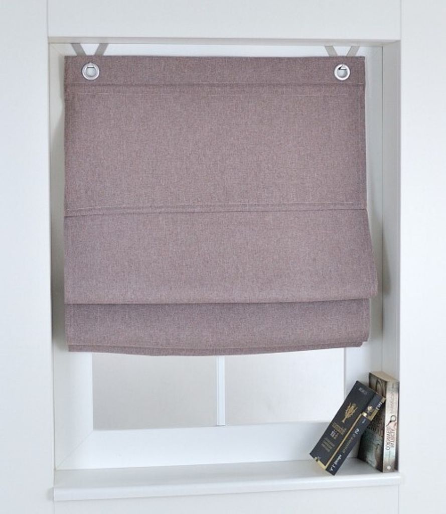 Raffrollo / Ösenrollo verdunkelnd Dimout ohne Bohren braun 45 x 130 cm