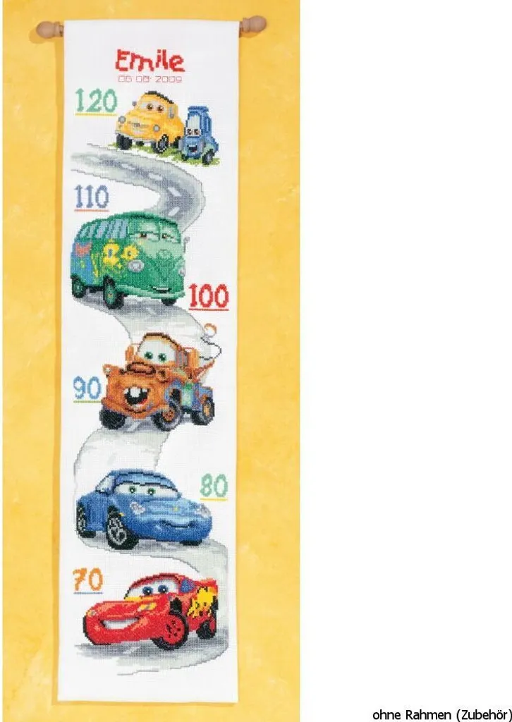 Vervaco Disney Cars Metro Crescita Ricamo Punto Croce 18x70cm