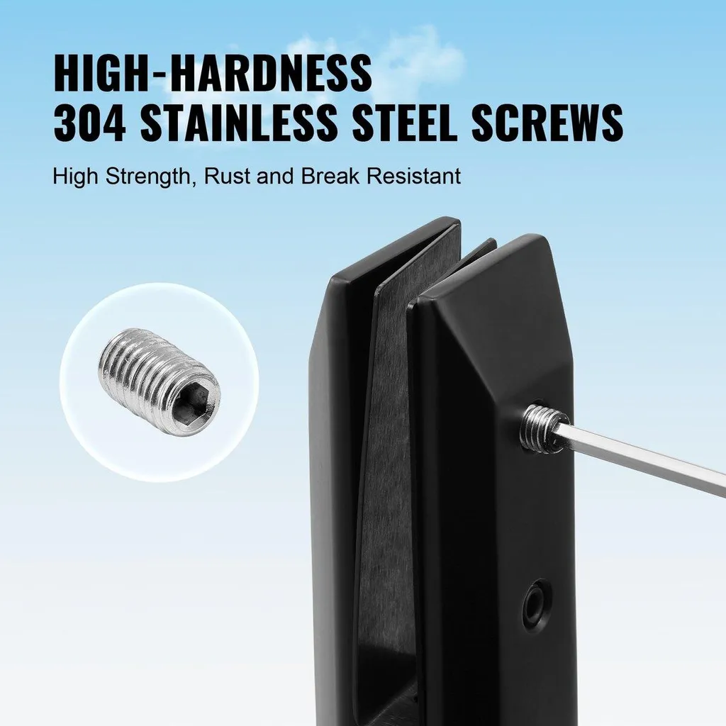 Support de balustrade carré noir : pack de 4 fixations de verre