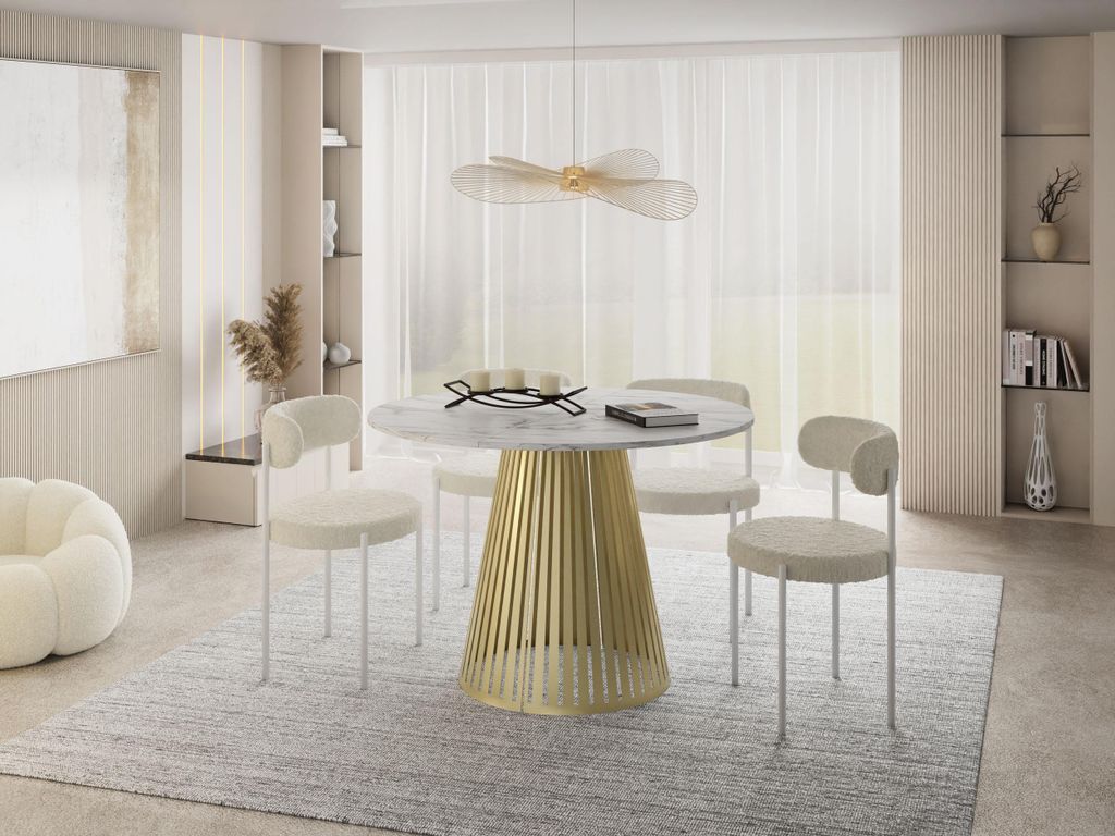Esstisch Rund Ausziehbar mit Lamellen im Loft-Stil – 100 Produktbild 