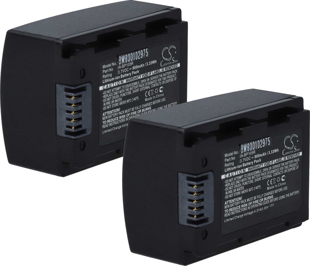 vhbw 2x Akku Ersatz für Samsung IA-BP105R für Videokamera Camcorder (1100 mAh, 3,7 V, Li-Ion)